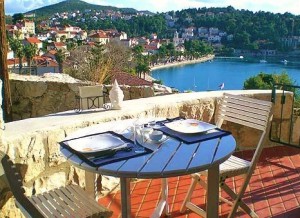 Sea view from the terrace of a villa in Cavtat, Croatia